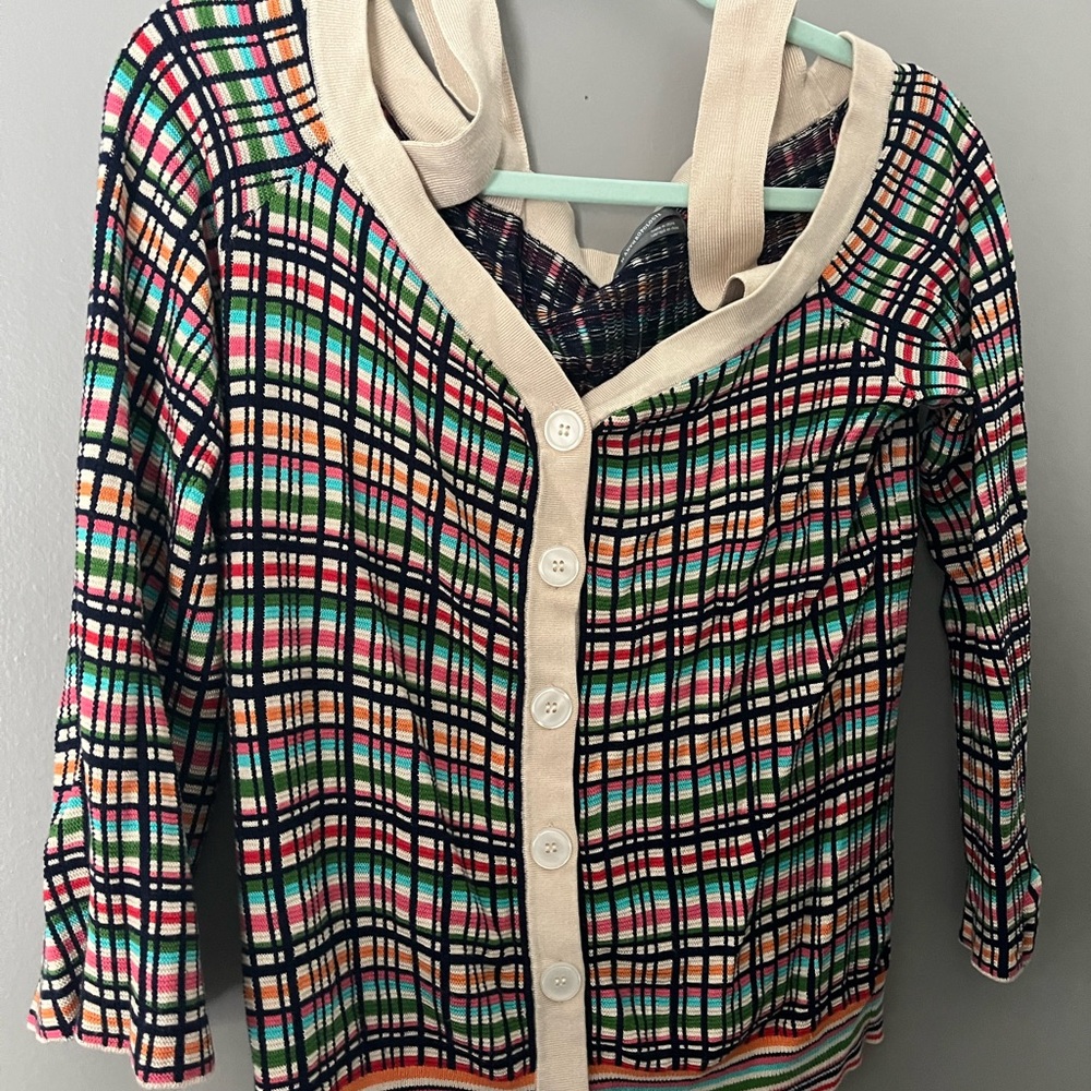 Anthropologie checked sweater size medium